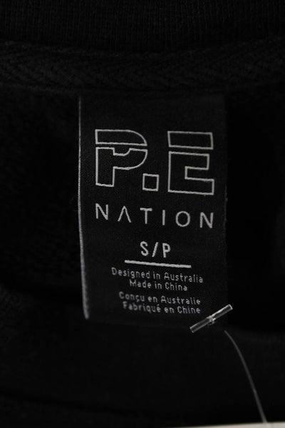 PE Nation Womens Cotton Long Sleeve Pullover Crew Neck Sweatshirt Black Size S