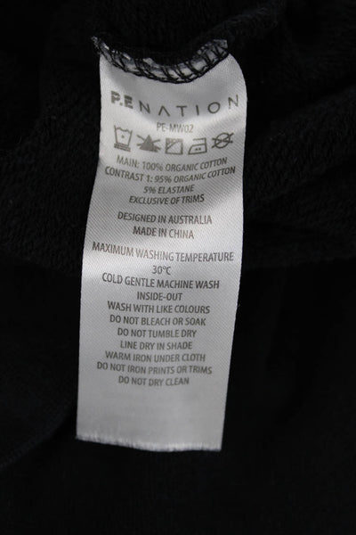 PE Nation Womens Cotton Long Sleeve Pullover Crew Neck Sweatshirt Black Size S
