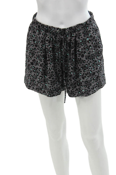 Rebecca Taylor Womens Silk Leopard Print 2 Piece Blouse Shorts Gray Size 4