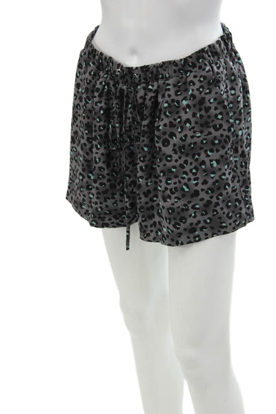 Rebecca Taylor Womens Silk Leopard Print 2 Piece Blouse Shorts Gray Size 4