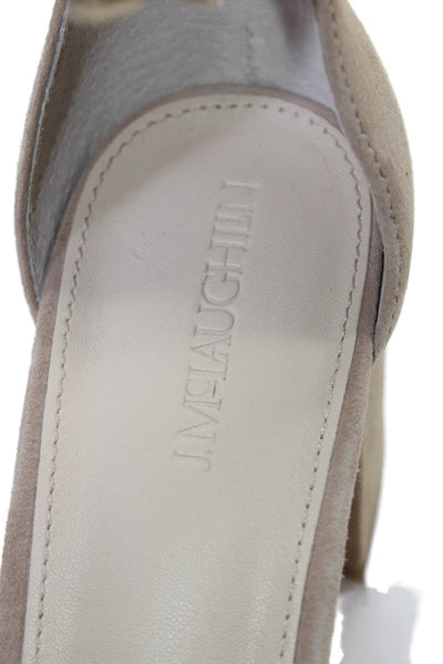 J. Mclaughlin Womens Suede Buckle Accent Ankle Strap Heels Beige Size 8.5