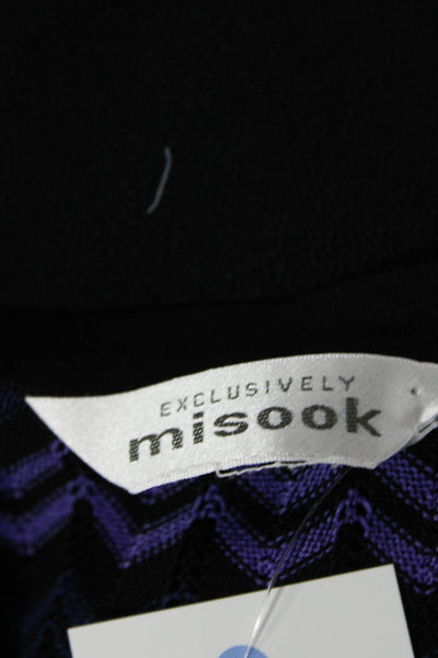 Exclusively Misook Women's Scoop Neck Chevron Print Knit Tank Top Black Size S