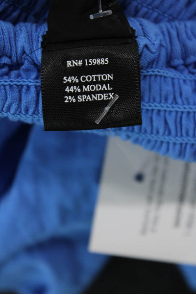 Bobi Los Angeles Womens Smocked Strapless High Rise Jumpsuit Blue Size Small