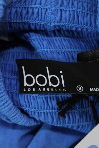 Bobi Los Angeles Womens Smocked Strapless High Rise Jumpsuit Blue Size Small