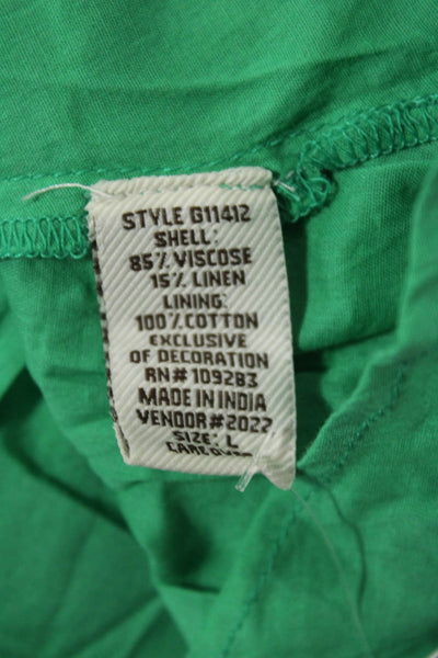 Vintage Havana Womens Crochet Tiered Sleeveless A Line Dress Green Size Large