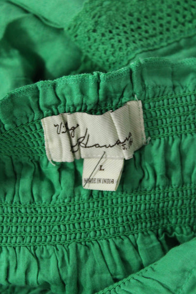 Vintage Havana Womens Crochet Tiered Sleeveless A Line Dress Green Size Large