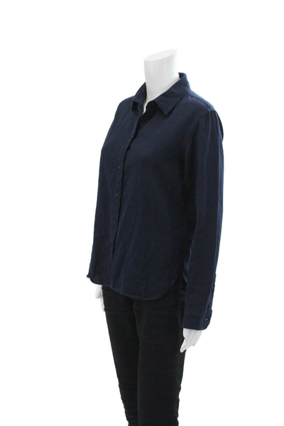 Uniqlo Women's Collared Long Sleeves Button Down Shirt Navy Blue Size XS