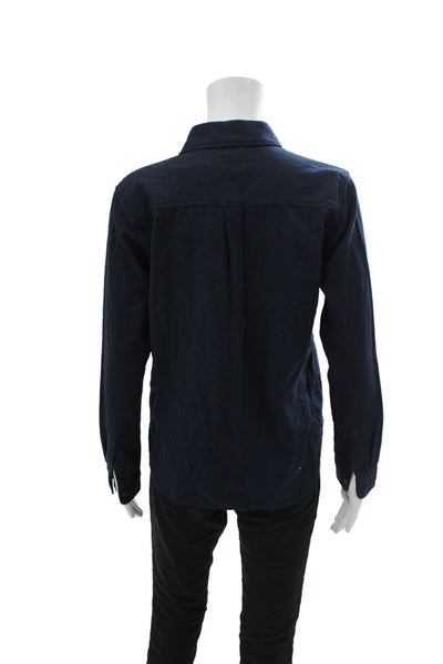 Uniqlo Women's Collared Long Sleeves Button Down Shirt Navy Blue Size XS