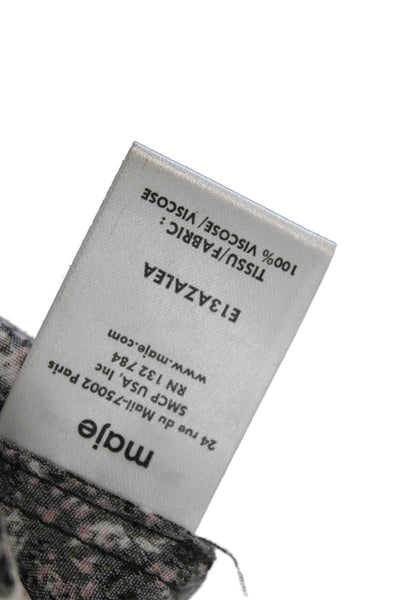 Maje Womens Sleeveless V Neck Abstract Shift Dress Brown White Size 2