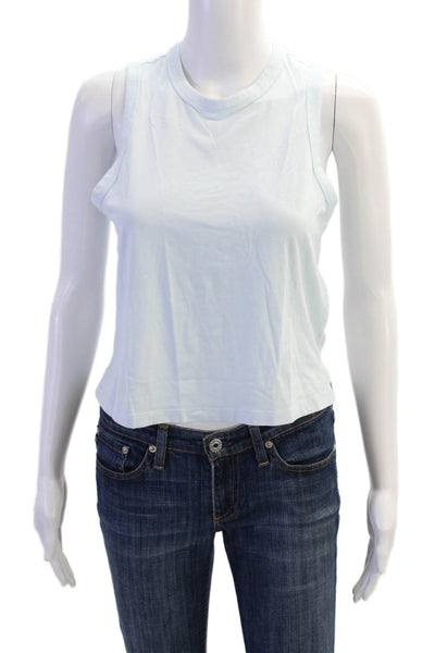 LululemonWomens Cotton Casual Crew Neck Sleeveless Crop Top Light Blue Size M