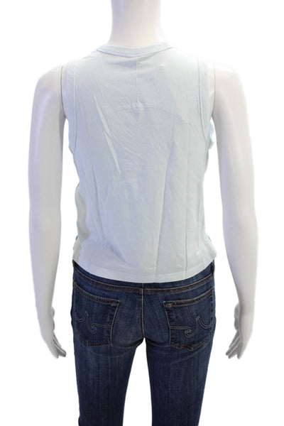 LululemonWomens Cotton Casual Crew Neck Sleeveless Crop Top Light Blue Size M