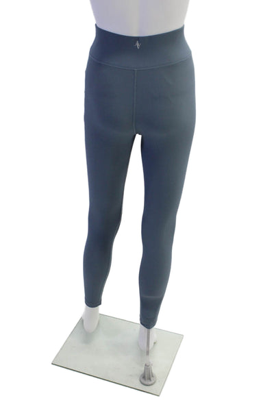All Access Womens Ribbed High Waisted Athletic Leggings Light Blue Size XS