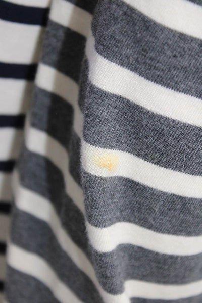 J Crew Womens Long Sleeve Scoop Neck Striped Shirt White Navy Red Size Large
