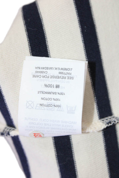 J Crew Womens Long Sleeve Scoop Neck Striped Shirt White Navy Red Size Large