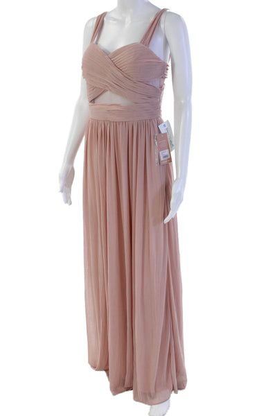 Birdy Grey Womens Pleated Detail Sheer Panel Empire Waist Dress Pink Size S