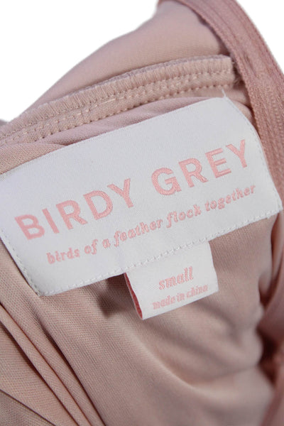 Birdy Grey Womens Pleated Detail Sheer Panel Empire Waist Dress Pink Size S
