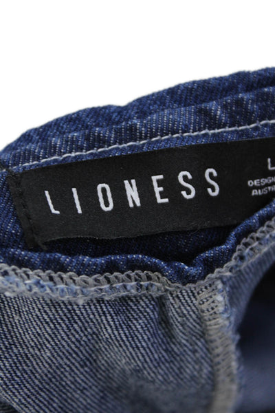 Lioness Womens Denim Low Waist Front Zipper Skort Blue Cotton Size Large