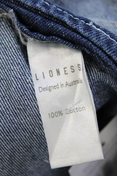 Lioness Womens Denim Low Waist Front Zipper Skort Blue Cotton Size Large