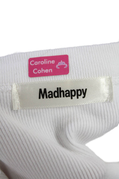 Madhappy Womens Cropped Pullover Short Sleeves Tee Shirt White Cotton Size Large