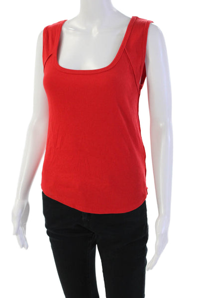 We The Free Womens Ribbed Sleeveless Pullover Tank Top Red Cotton Size Small