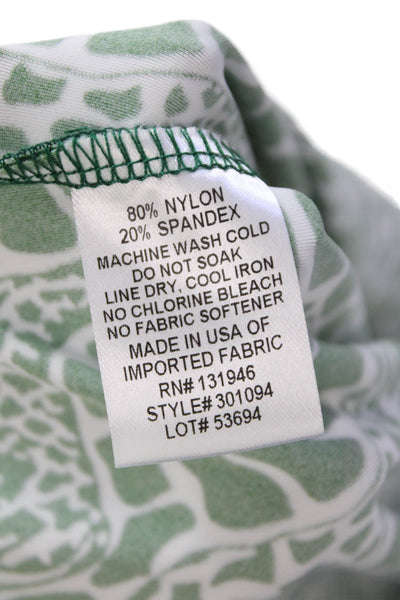 Jude Connally Womens Stretch Animal Print Sleeveless Blouse Top Green Size L