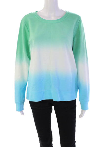 J Crew Womens Long Sleeve Scoop Neck Ombre Sweater Green Blue Size Medium