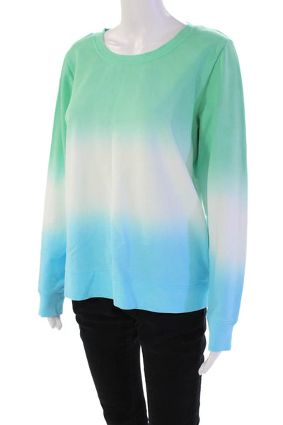 J Crew Womens Long Sleeve Scoop Neck Ombre Sweater Green Blue Size Medium