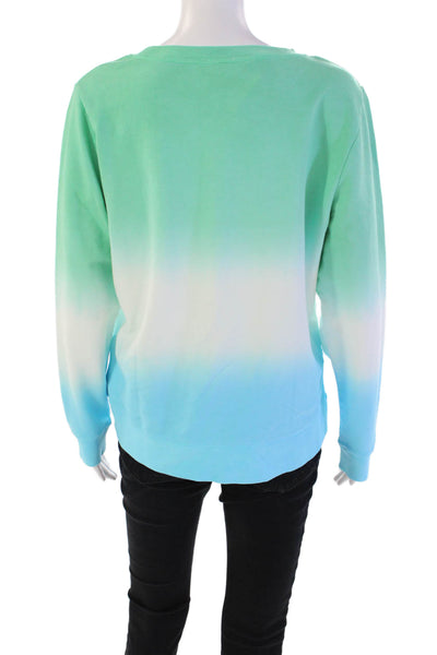J Crew Womens Long Sleeve Scoop Neck Ombre Sweater Green Blue Size Medium