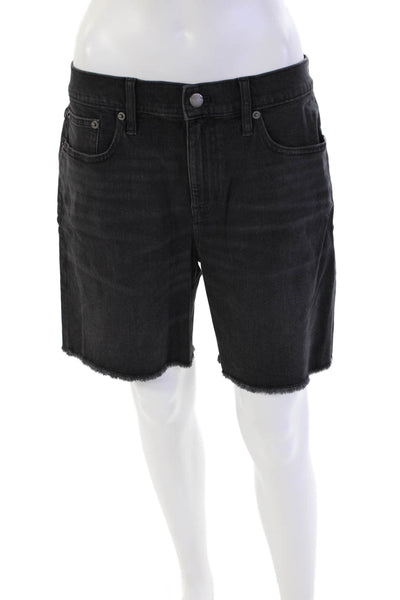 J Crew Womens Zipper Fly Mid Rise Raw Hem Denim Shorts Gray Size 29