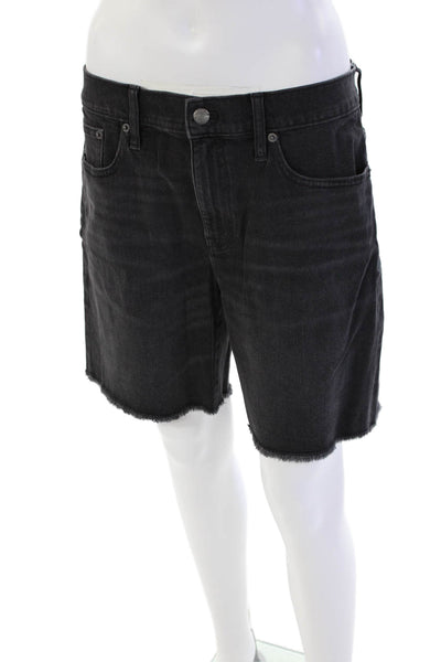 J Crew Womens Zipper Fly Mid Rise Raw Hem Denim Shorts Gray Size 29