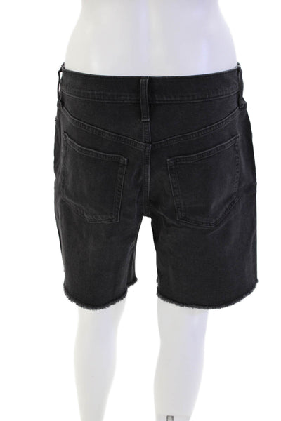 J Crew Womens Zipper Fly Mid Rise Raw Hem Denim Shorts Gray Size 29