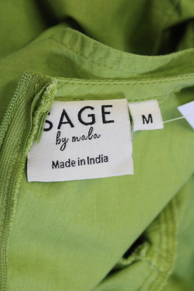 Sage Womens Round Neck Sleeveless Zip Up Straight Leg Jumpsuit Green Size M