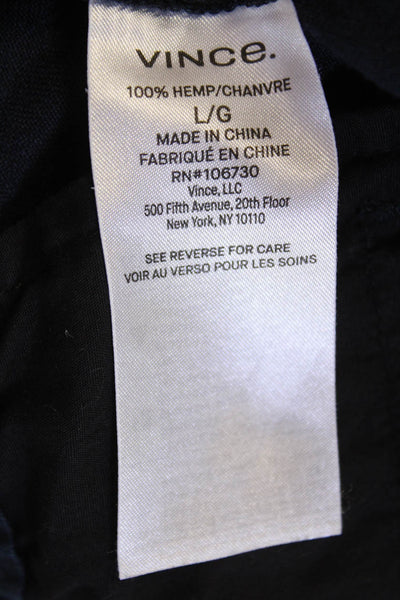 Vince Womens Linen Elastic Waistband Drawstring Zip Lined Casual Shorts Navy Siz