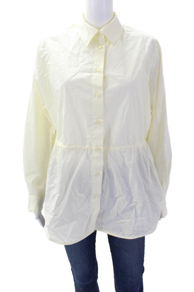 COS Womens Cotton Collared Long Sleeve Button Up Blouse Yellow Size 4