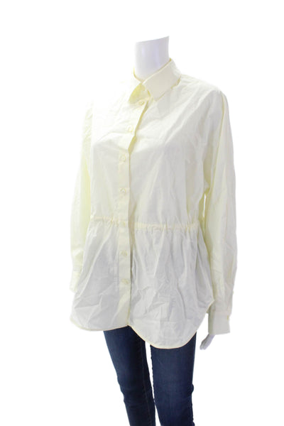 COS Womens Cotton Collared Long Sleeve Button Up Blouse Yellow Size 4