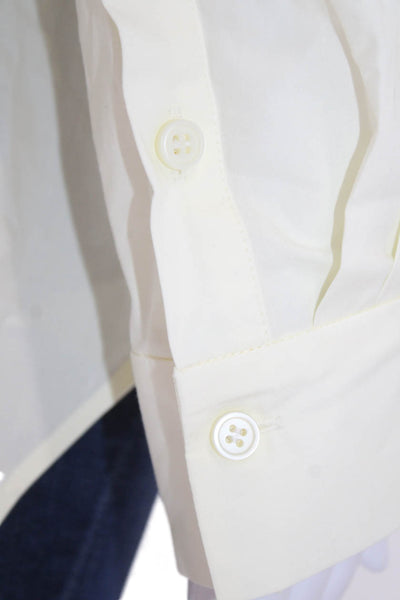 COS Womens Cotton Collared Long Sleeve Button Up Blouse Yellow Size 4