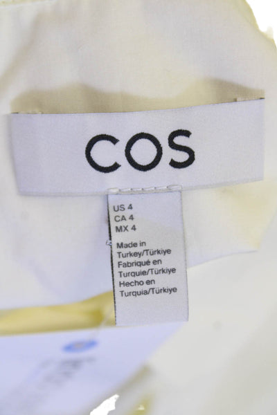 COS Womens Cotton Collared Long Sleeve Button Up Blouse Yellow Size 4
