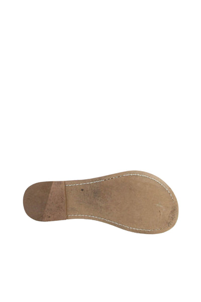 Bernando Womens Leather Open Toe T Strap Thong Sandals Brown White Size 9.5