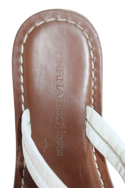 Bernando Womens Leather Open Toe T Strap Thong Sandals Brown White Size 9.5