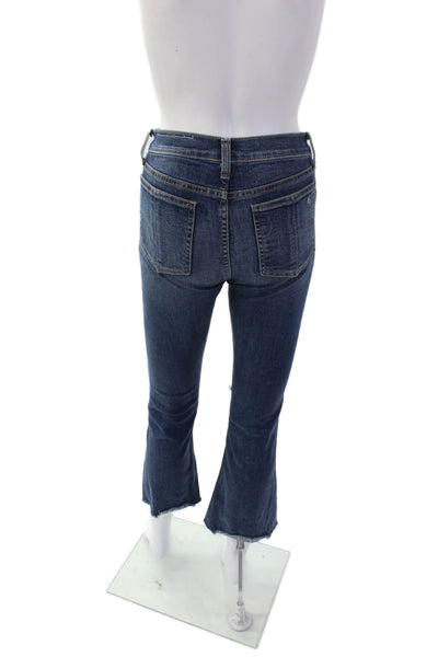 Rag & Bone Jean Womens Cotton Distressed Knee Flared Leg Jeans Blue Size 24
