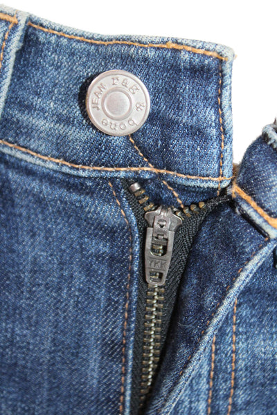 Rag & Bone Jean Womens Cotton Distressed Knee Flared Leg Jeans Blue Size 24