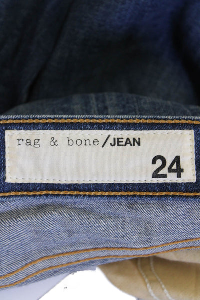 Rag & Bone Jean Womens Cotton Distressed Knee Flared Leg Jeans Blue Size 24
