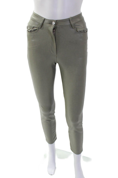 Wilfred Womens Faux Leather Pocketed Skinny Leg Pants Sage Green Size 00