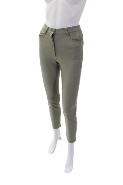 Wilfred Womens Faux Leather Pocketed Skinny Leg Pants Sage Green Size 00