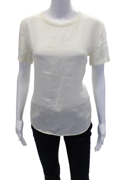 Equipment Femme Womens Silk Short Sleeves Blouse White Size Extra Small