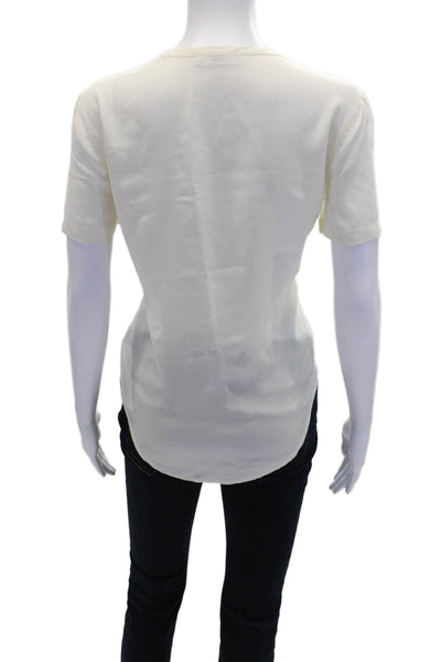 Equipment Femme Womens Silk Short Sleeves Blouse White Size Extra Small