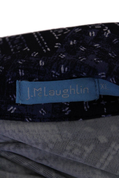 J. Mclaughlin Womens 3/4 Sleeve Collared Half Button Abstract Top Blue Size XL