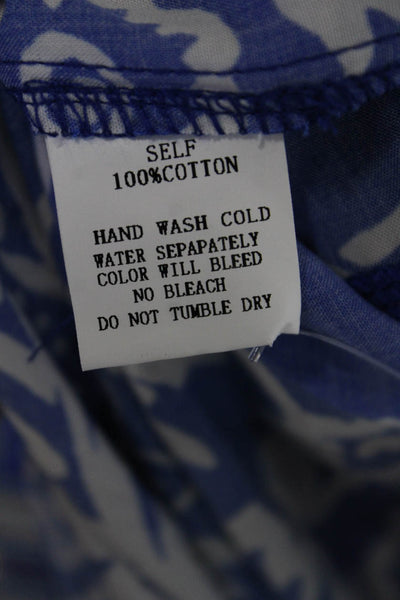 Pinch Womens Short Sleeve Embroidered V Neck Floral Top Blue White Size Small