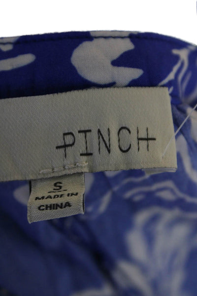 Pinch Womens Short Sleeve Embroidered V Neck Floral Top Blue White Size Small