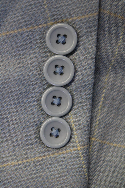 Emanuel Emanuel Ungaro Mens Wool Plaid Two Button Lined Blazer Blue Size 46L